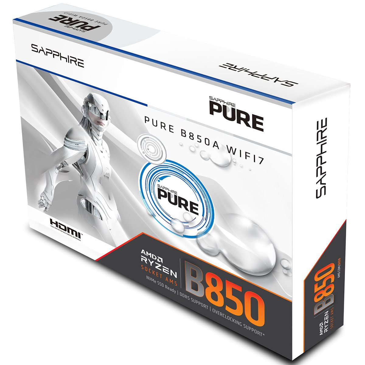 Материнская плата Sapphire B850A PURE WIFI7 B850, AM5, 4*DDR5, 3*PCIEx16, 3*M.2, 2*TypeC, 3*USB3.2Ge