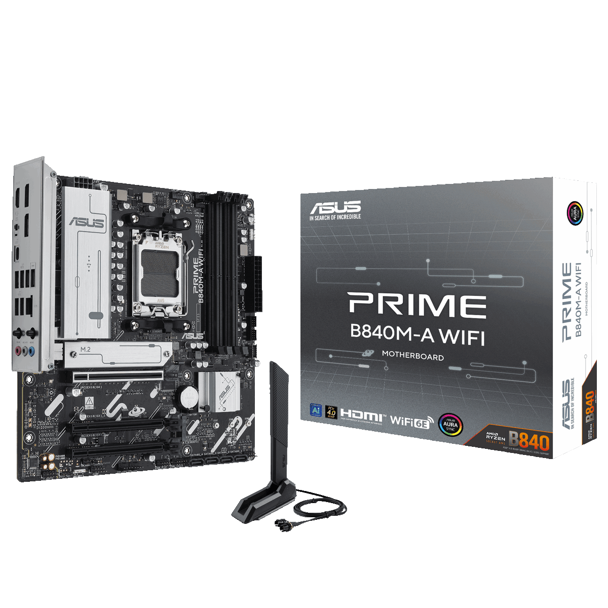 Материнская плата Asus PRIME B840M-A WIFI Socket AM5 AMD B840 4xDDR5 mATX AC`97 8ch(7.1) 2.5Gg RAID+