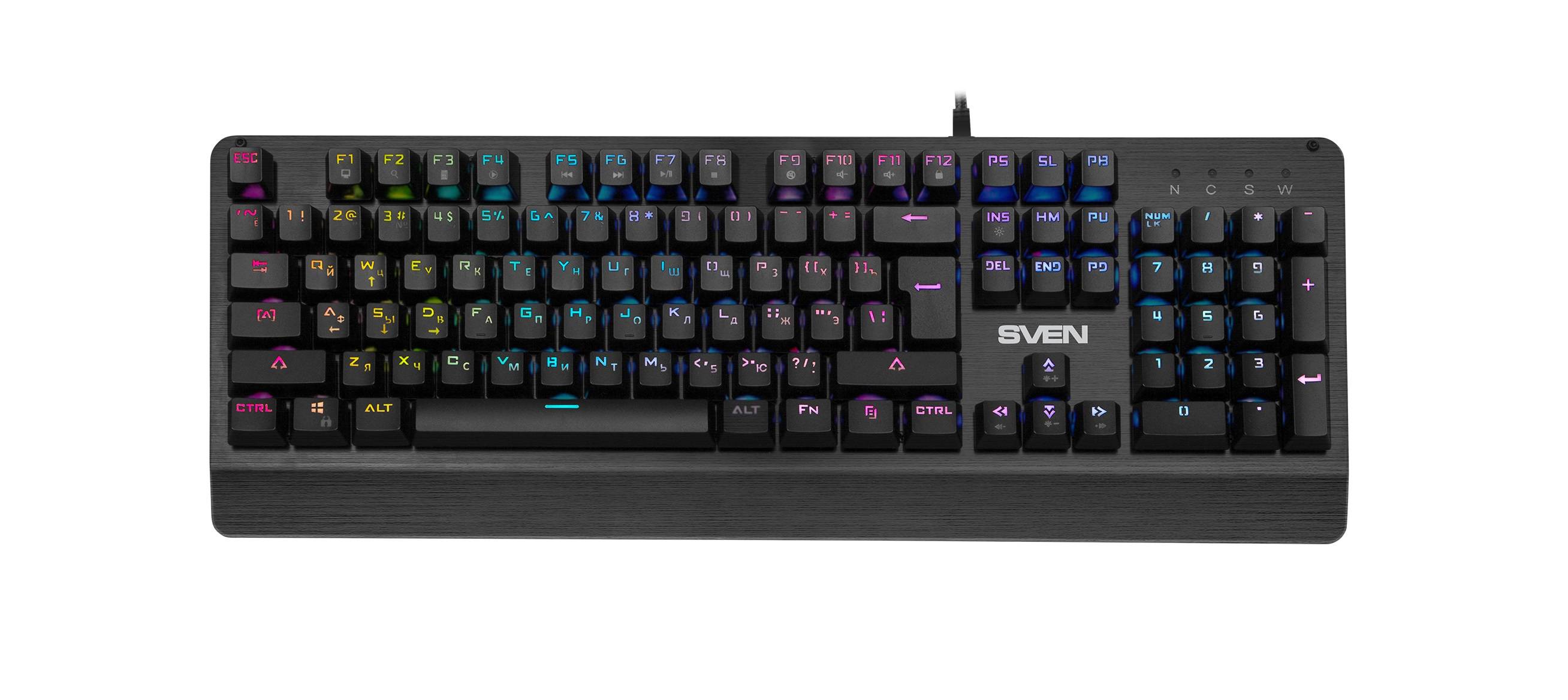 Механическая игровая клавиатура SVEN KB-G9700 (104 кл,+12Fn,RED switch, RGB, мет, корпус)