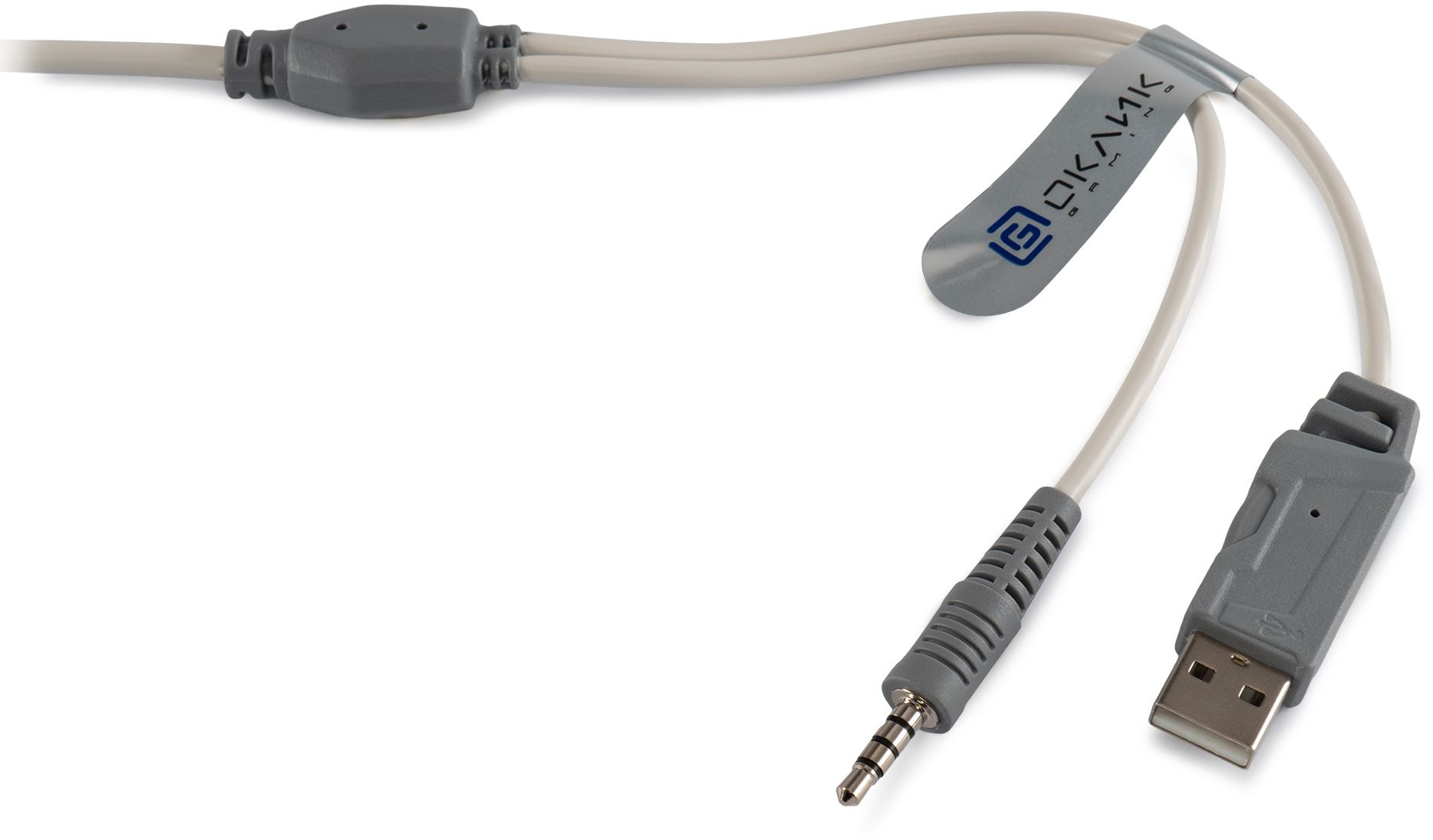 Наушники с микрофоном Оклик HS-L300G белый 2.2м мониторные оголовье (1796952)