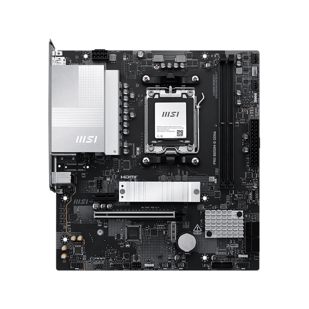 Материнская плата MSI PRO B850M-B GEN4 B850, AM5, 2*DDR5, 1*PCIEx16, 1*PCIEx1, 2*M.2, 1*TypeC, 4*USB