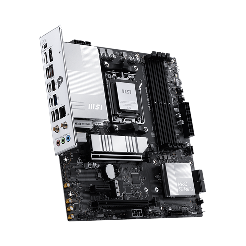 Материнская плата MSI PRO B850M-A WIFI Socket AM5 AMD B850 4xDDR5 mATX AC`97 8ch(7.1) 5Gigabit RAID+