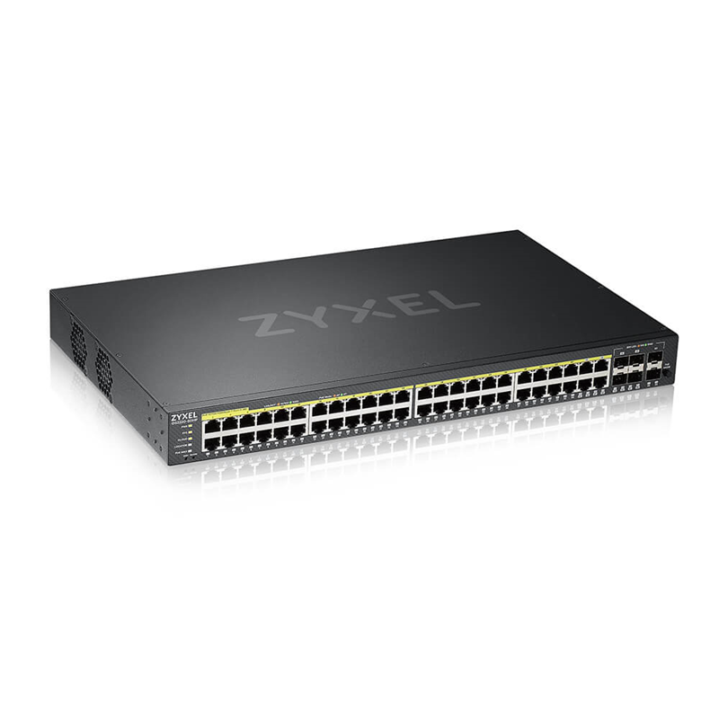 Коммутатор Zyxel GS2220-50HP-EU0101F (L2) 44x1Гбит/с 4xКомбо(1000BASE-T/SFP) 2SFP 48PoE+ 375W управл
