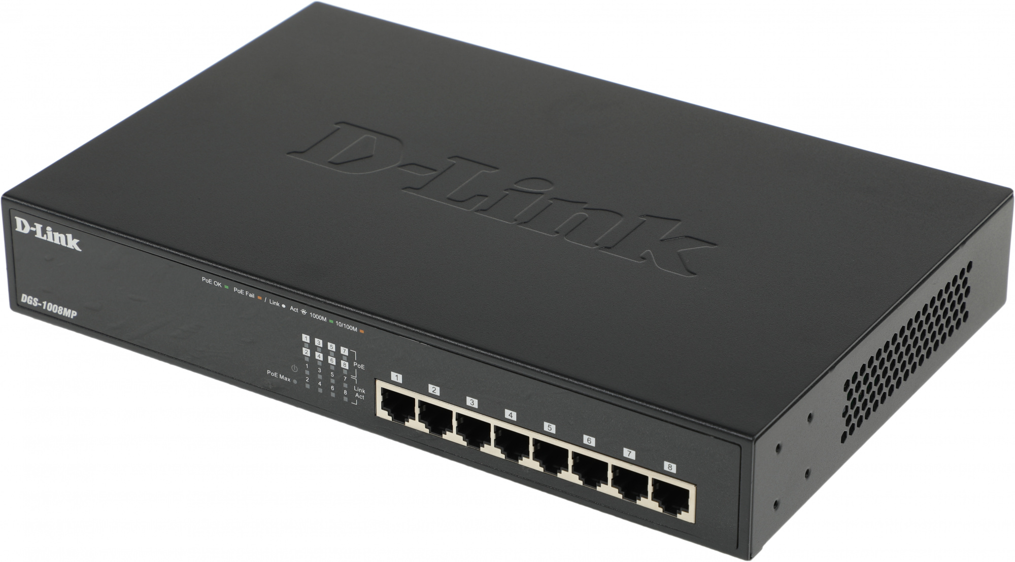 Коммутатор D-Link DGS-1008MP/B1A 8x1Гбит/с 8PoE+ 125W неуправляемый