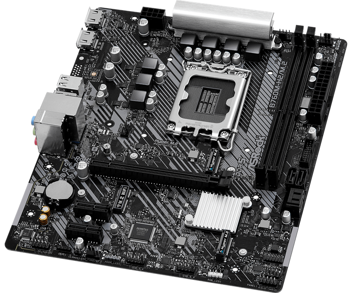 Материнская плата ASROCK B760M-H2/M.2 LGA1700, B760, 2*DDR5, 4*SATA, 2*M.2, 4*USB 3.2, 2*USB 2.0, 1*