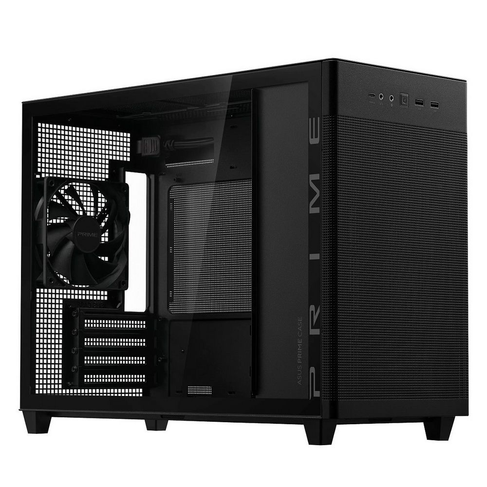 Корпус ASUS PRIME AP201 TG BLACK Micro-Tower, без БП, с окном, 2xUSB 3.0, 1xUSB Type-C, чёрный