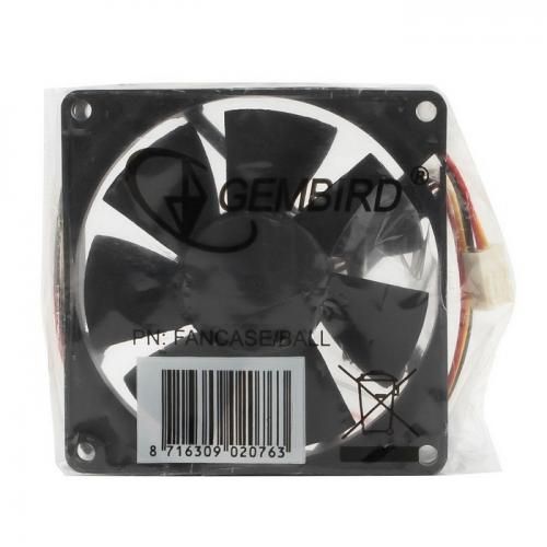 Gembird Вентилятор для корпуса 80x80x25mm, ball, узкий разъем 3 pin [FANCASE/BALL]