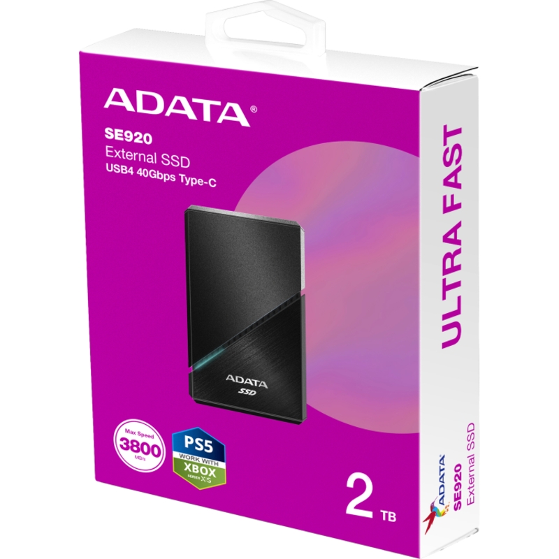 Накопитель SSD A-Data USB-C 4.0 2TB SE920-2TCBK SE920 2.5" черный