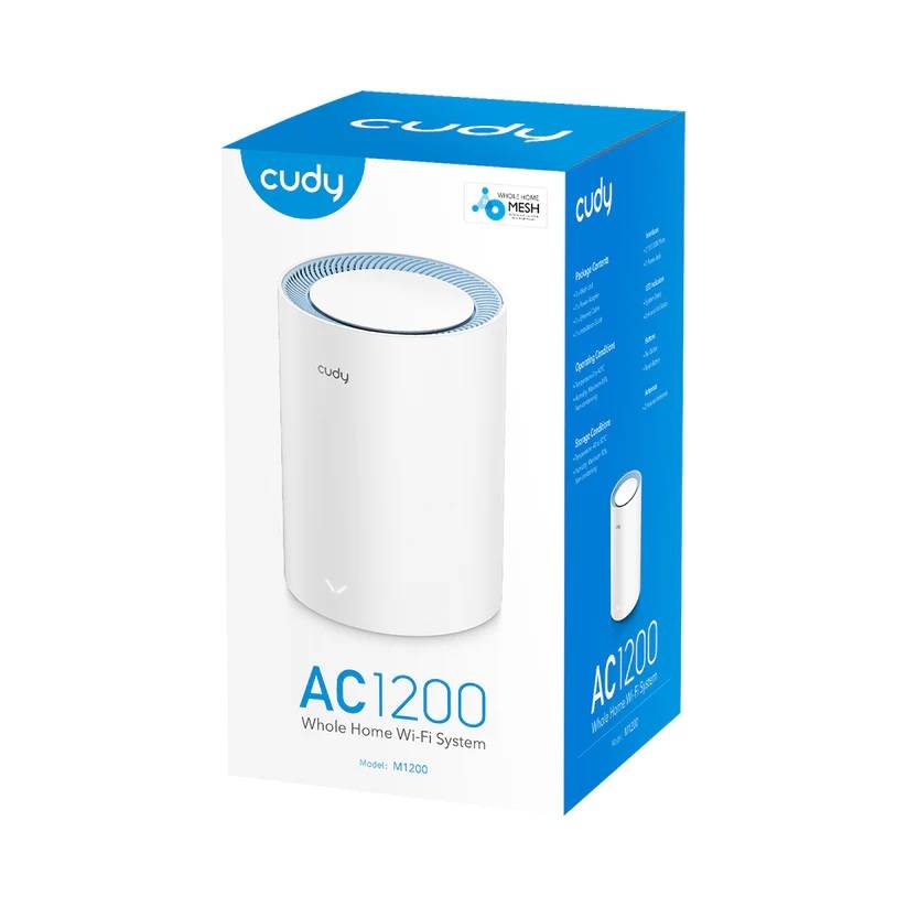 Бесшовный Mesh роутер Cudy M1200 (M1200(1-PACK)) AC1200 10/100BASE-TX белый
