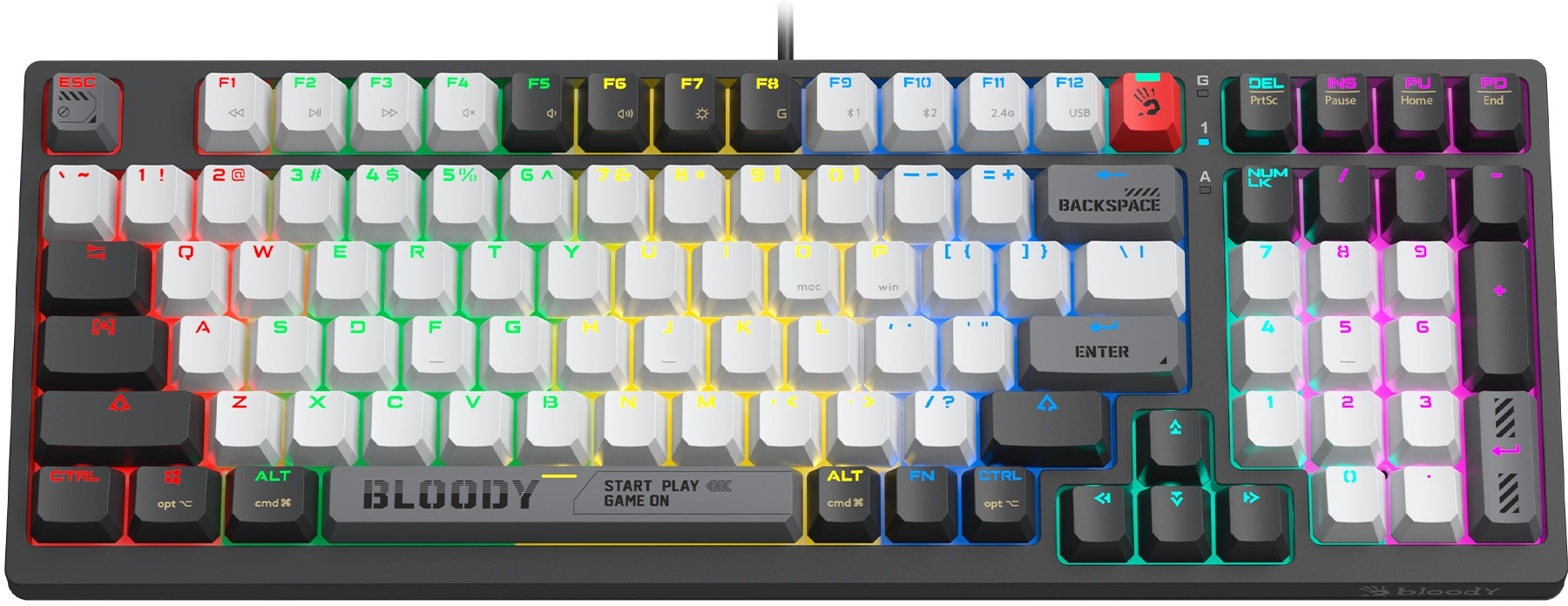 Клавиатура A4Tech Bloody WS98 механическая черный/серый USB беспроводная BT/Radio Multimedia for gam