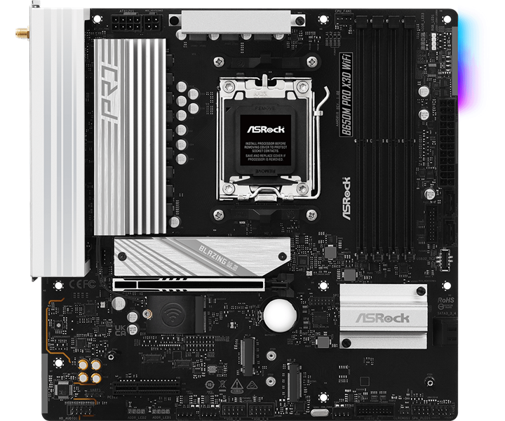 Материнская плата ASROCK B650M X3D WIFI, AM5, B650, 4*DDR5, 4*SATA, 3*M.2, 3*USB 3.2, 4*USB 2.0, Typ