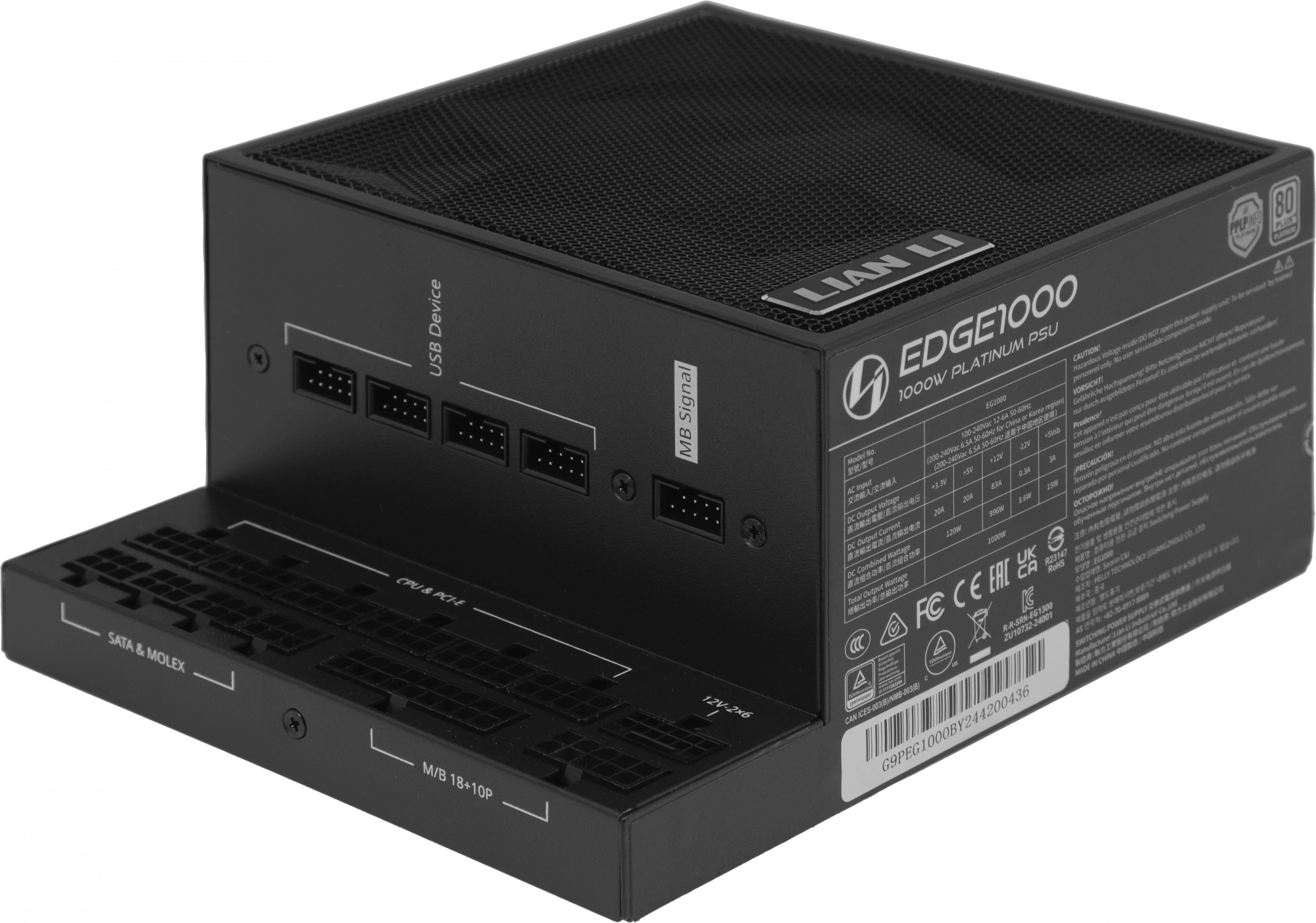 Блок питания Lian-Li ATX 1000W EDGE1000 Gen.5 80+ platinum (20+4pin) APFC 120mm fan 12xSATA Cab Mana