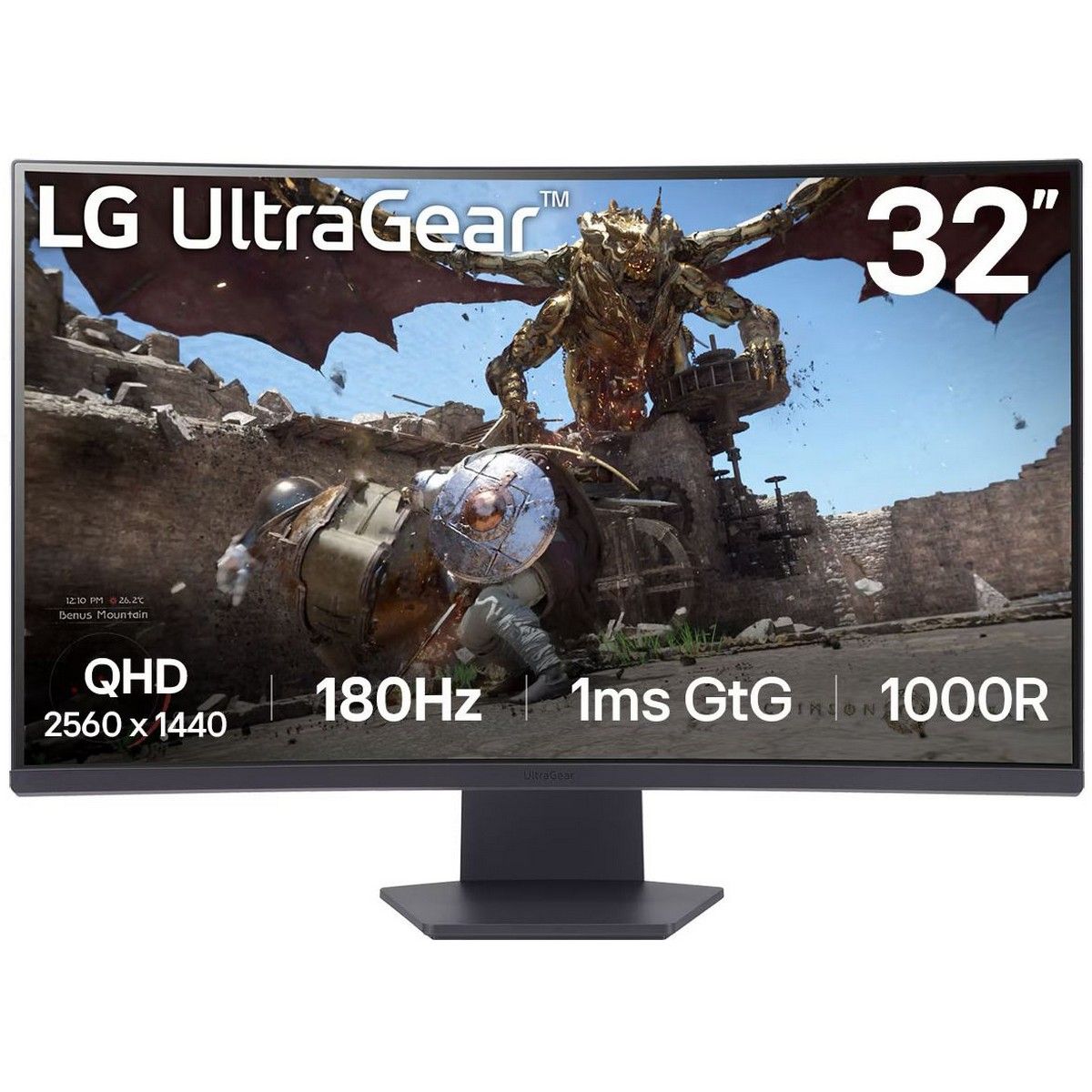 МОНИТОР 32" LG 32GS60QC-B Dark-Grey (VA, изогнутый, 2560x1440, 180Hz, 1 ms, 178°/178°, 300 cd/m, 300