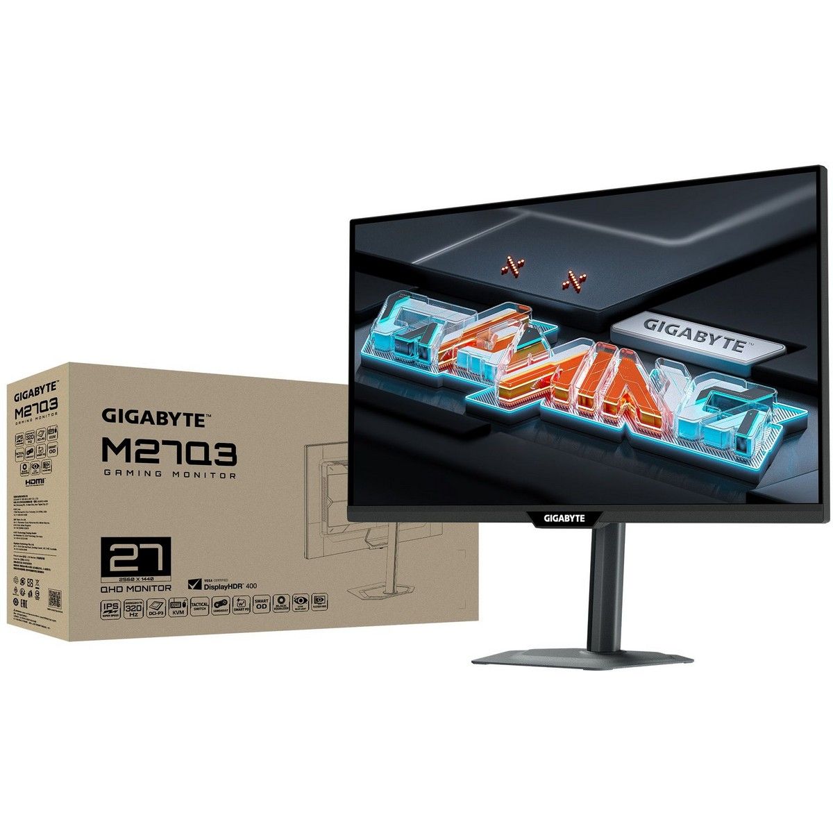 Монитор 26.5" Gigabyte M27Q3 EK Black (IPS, 2560x1440, 1ms, 178°/178°, 400 cd/m, 1000:1, 3xUSB3