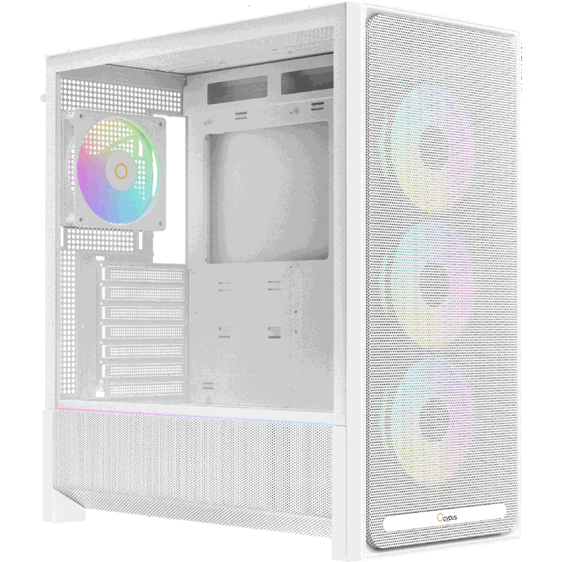 Корпус Ocypus Delta C70 WH ARGB, Midi-Tower, TG, 4x120mm ARGB, 2xUSB-A 3.0 + 1xUSB-C 3.1, E-ATX, ATX