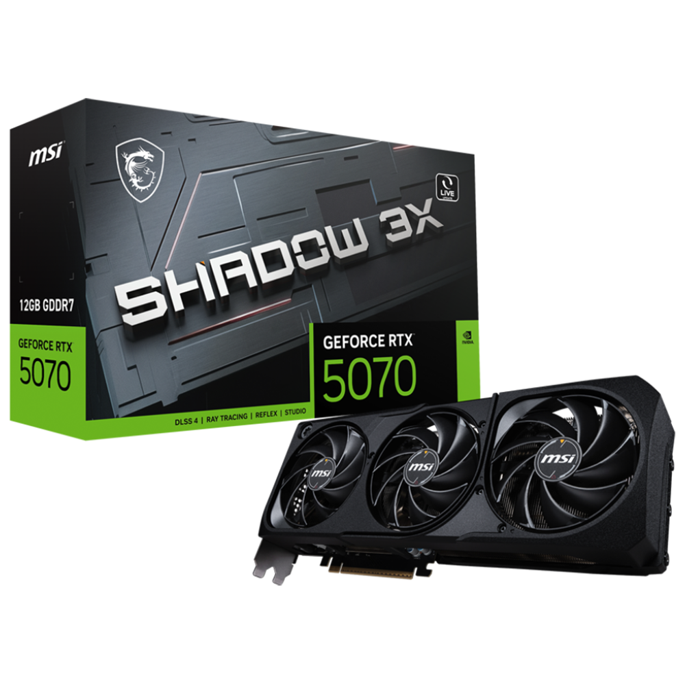 Видеокарта MSI PCI-E 5.0 RTX 5070 12G SHADOW 3X NVIDIA GeForce RTX 5070 12Gb 192bit GDDR7 2512/28000