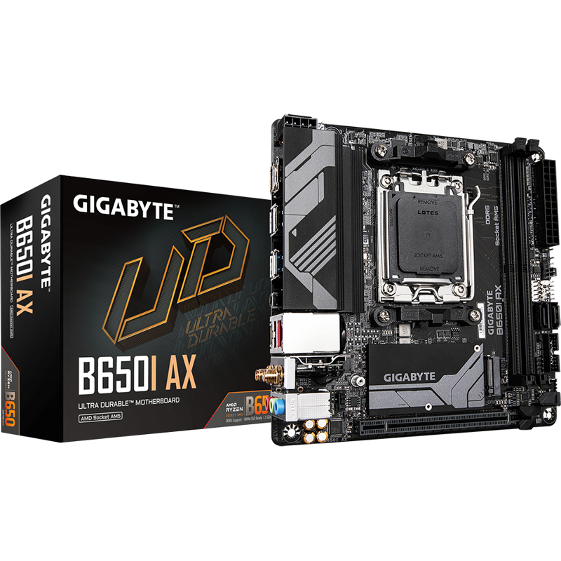 Материнская плата Gigabyte B650I AX Socket AM5 AMD B650 2xDDR5 mini-ITX AC`97 8ch(7.1) 2.5Gg RAID+HD