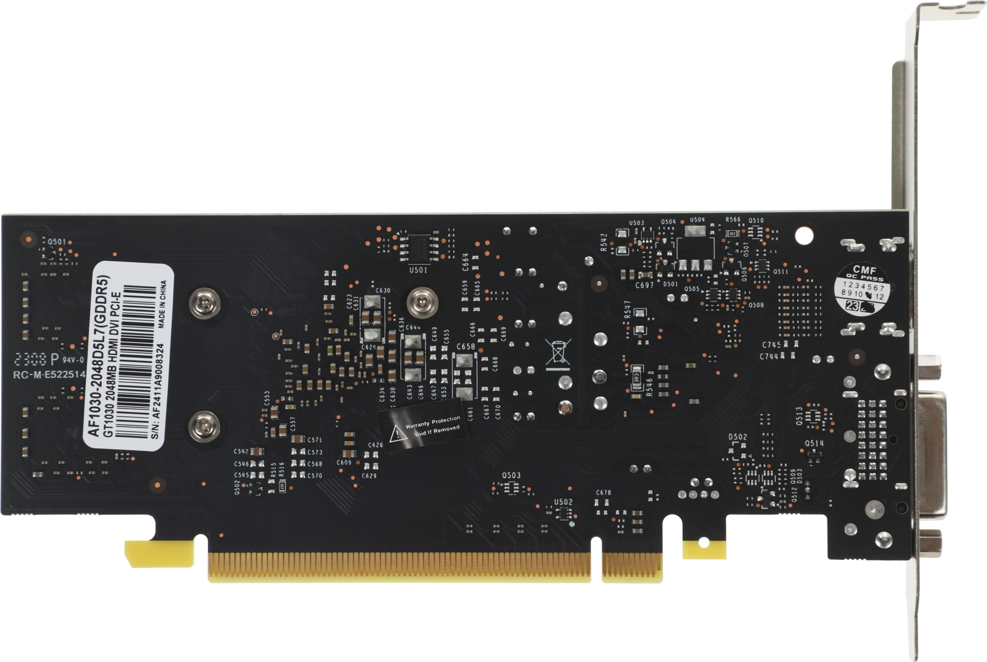 Видеокарта Afox PCI-E 3.0 AF1030-2048D5L7 NVIDIA GeForce GT 1030 2Gb 64bit GDDR5 1228/6000 DVIx1 HDM