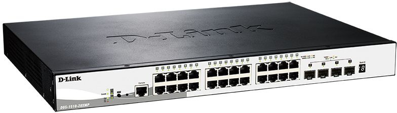 Коммутатор D-Link DGS-1510-28XMP/A1A 24x1Гбит/с 4xКомбо(10GBase-T/SFP+) 4SFP+ 24PoE+ 370W управляемы