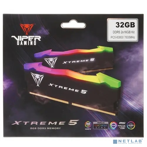 Память DDR5 2x16Gb 7600MHz Patriot PVXR532G76C36K Viper XTREME RGB RTL Gaming PC5-60800 CL36 DIMM 28