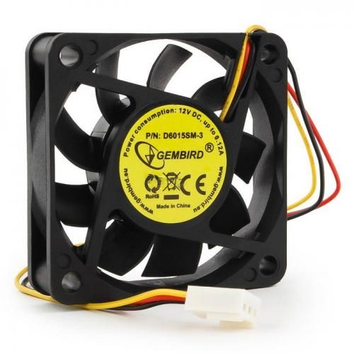 Gembird Вентилятор 60x60x15, втулка, 3pin, провод 25см [D6015SM-3]