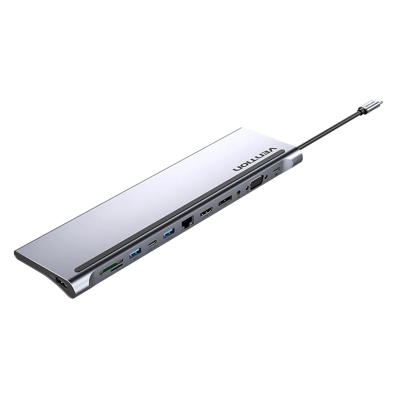 Док-станция Vention USB Type-C M/HDMI F+VGA F+DisplayPort F+RJ45+USB 3.0+USB 2.0 Type-AF+USB Type-C 