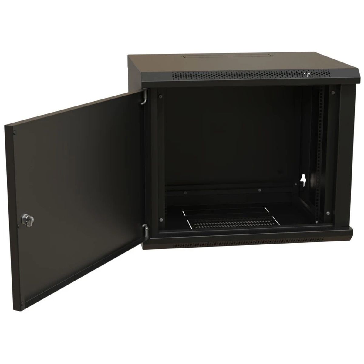 Шкаф коммутационный WRline (WR-TW-1545-SR-RAL9004) настенный 15U 600x450мм пер.дв.металл 2 бок.пан. 