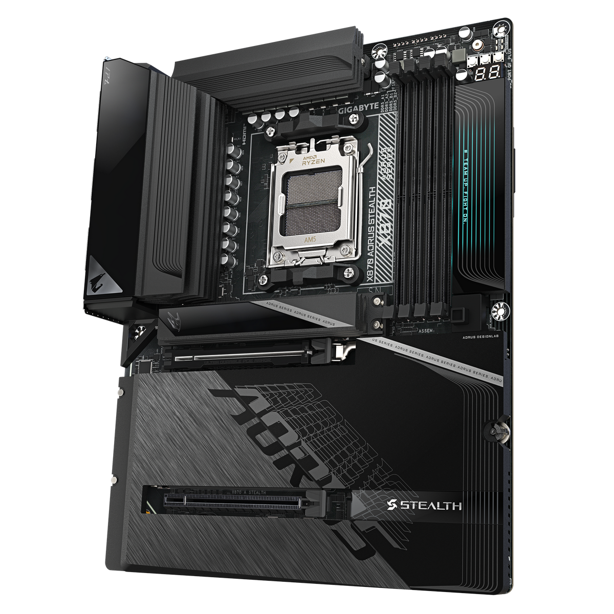 Материнская плата GIGABYTE Socket AM5, AMD X870, 4xDDR5, PCI-E 5.0, 4xM.2, HDMI, Wi-Fi+Bluetooth, AT