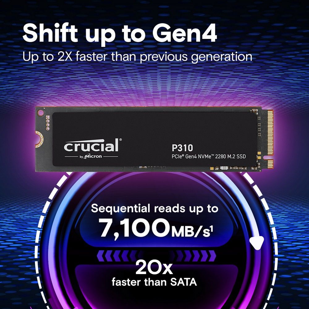 Твердотельный накопитель SSD Crucial P310 1TB PCIe Gen4 NVMe 2280 M.2 SSD CT1000P310SSD8 
