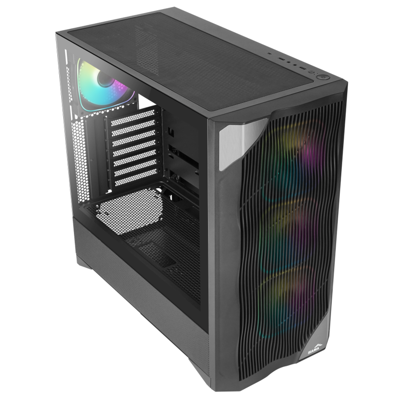 Корпус SAMA V42 Black, Midi-Tower, TG, 4x120mm ARGB, 2xUSB 3.0 + 1xUSB 3.2 Type-C, ATX, mATX, mITX B