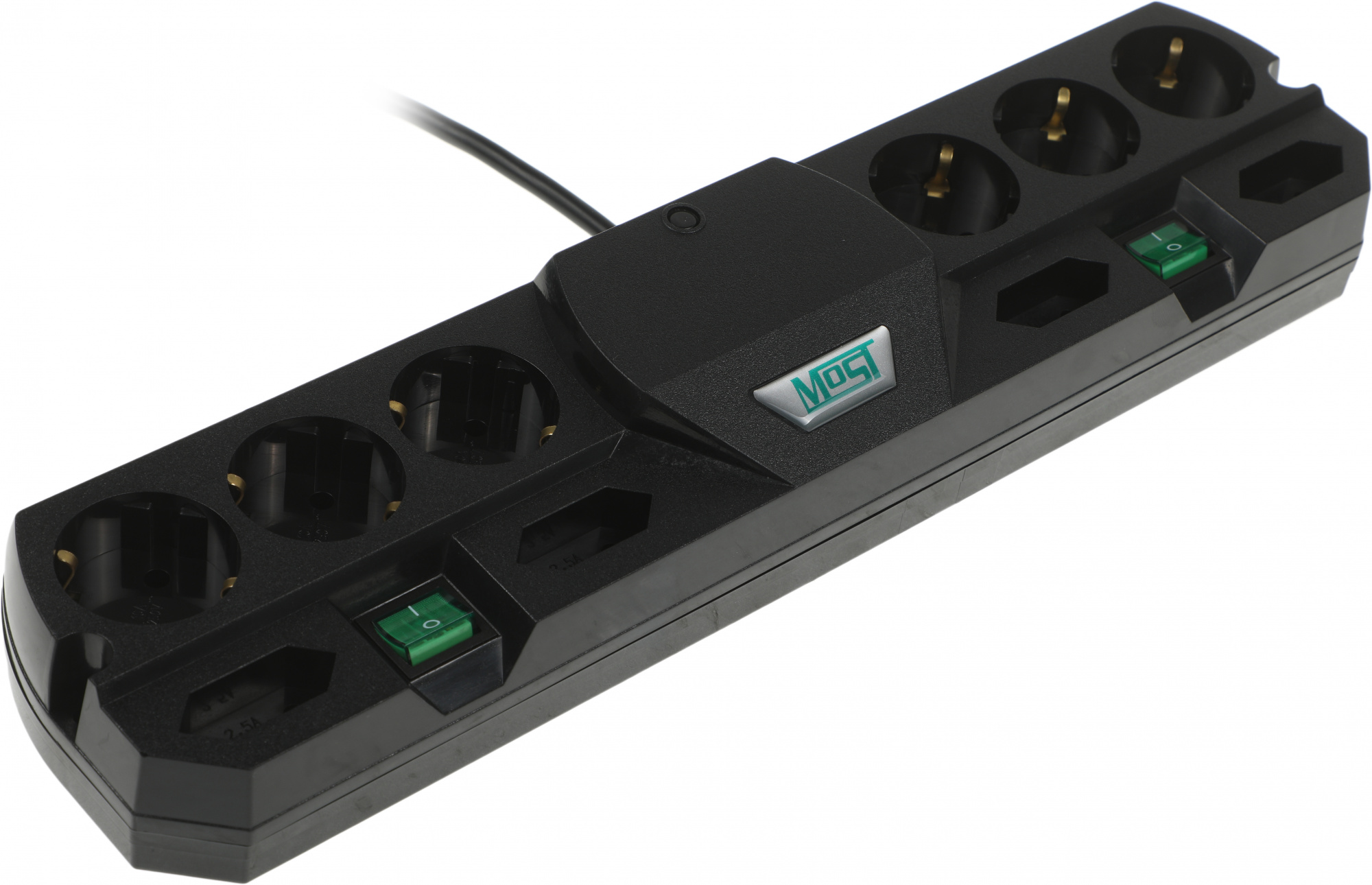 Сетевой фильтр Most TRG 5м (10 розеток) черный (коробка)