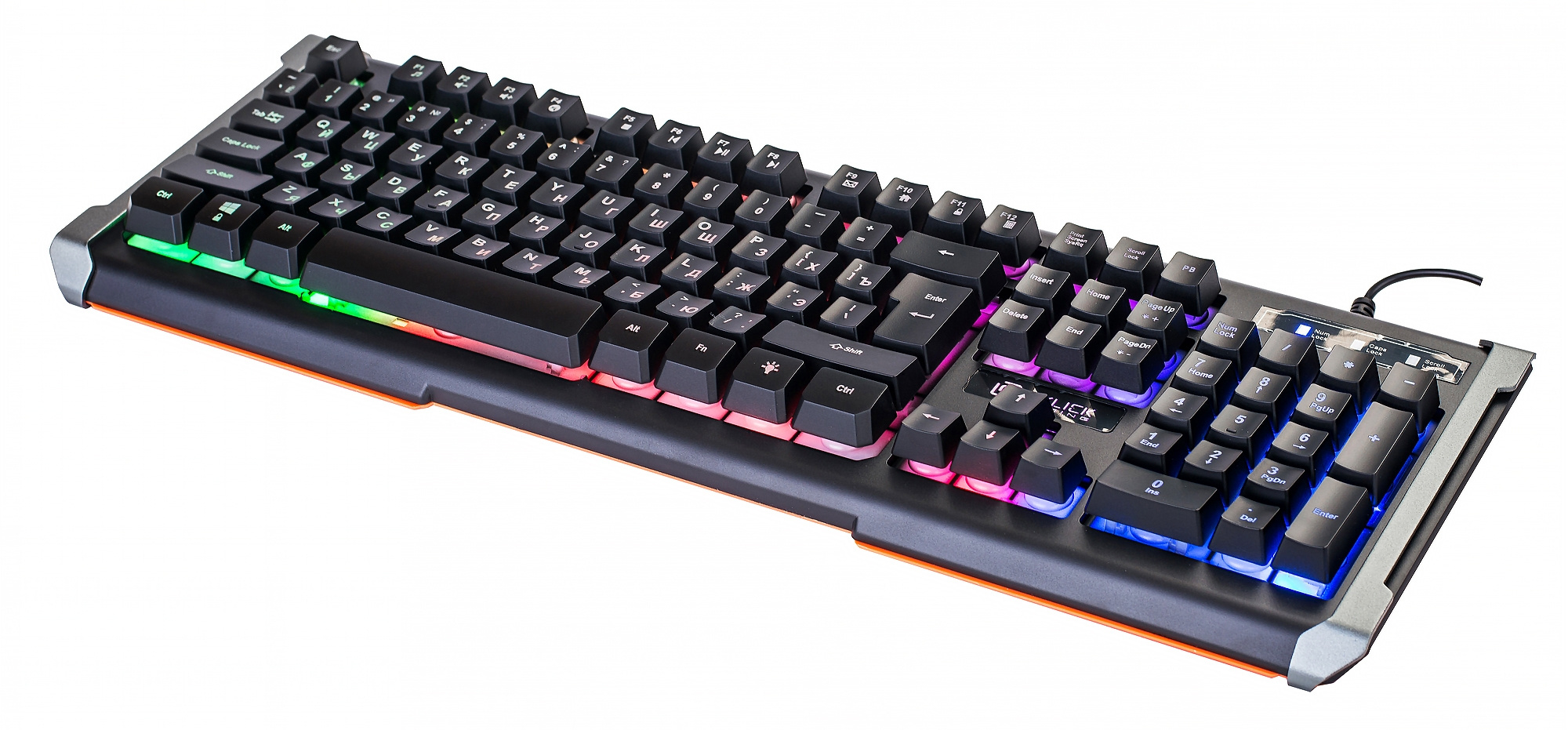 Клавиатура Оклик 717G BLACK DEATH черный/оранжевый USB Multimedia for gamer LED (476395)