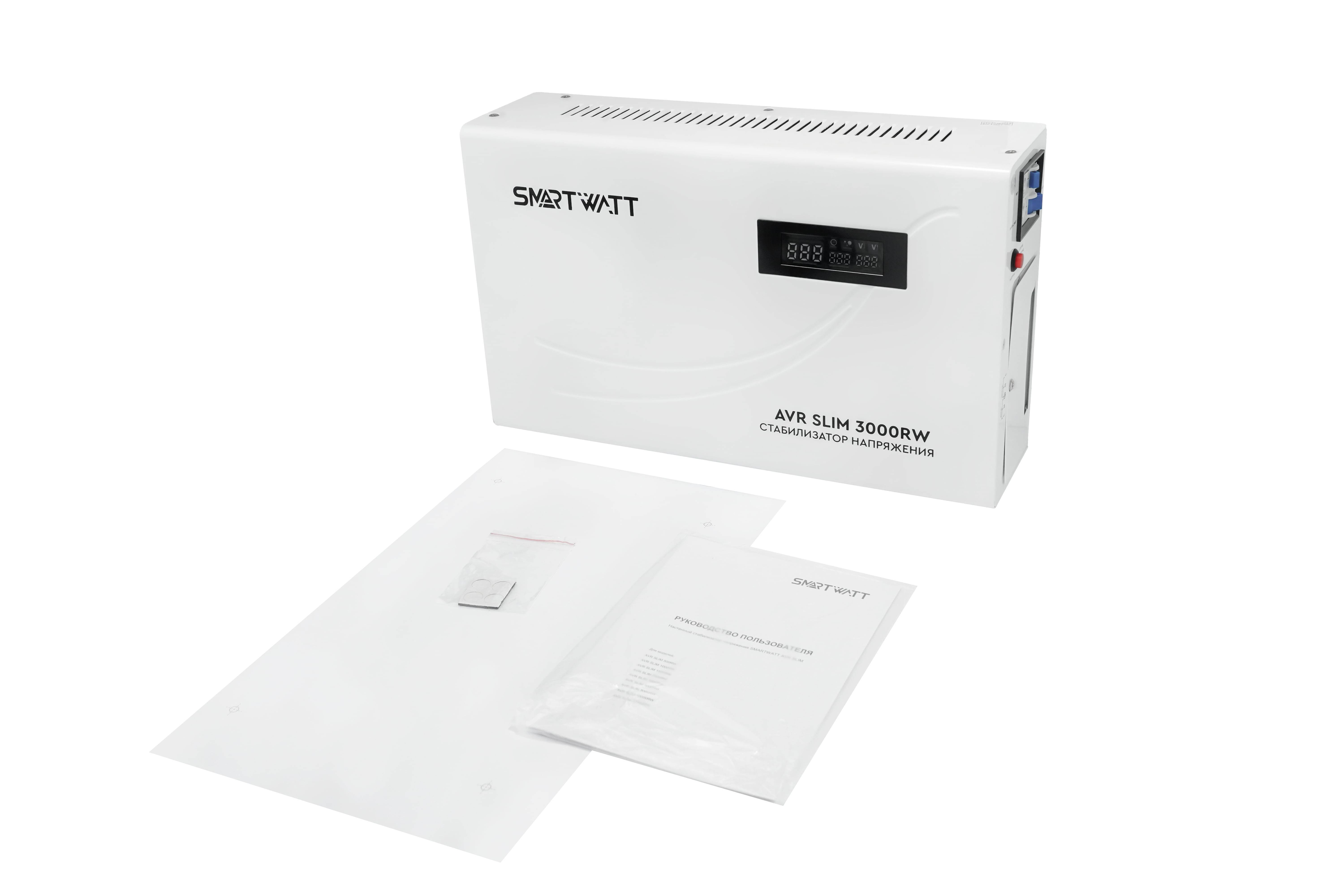 Настенный стабилизатор напряжения SMARTWATT AVR SLIM 3000RW (100W - 260W, 3000VA, 3 кВт, 50 Гц, LED-