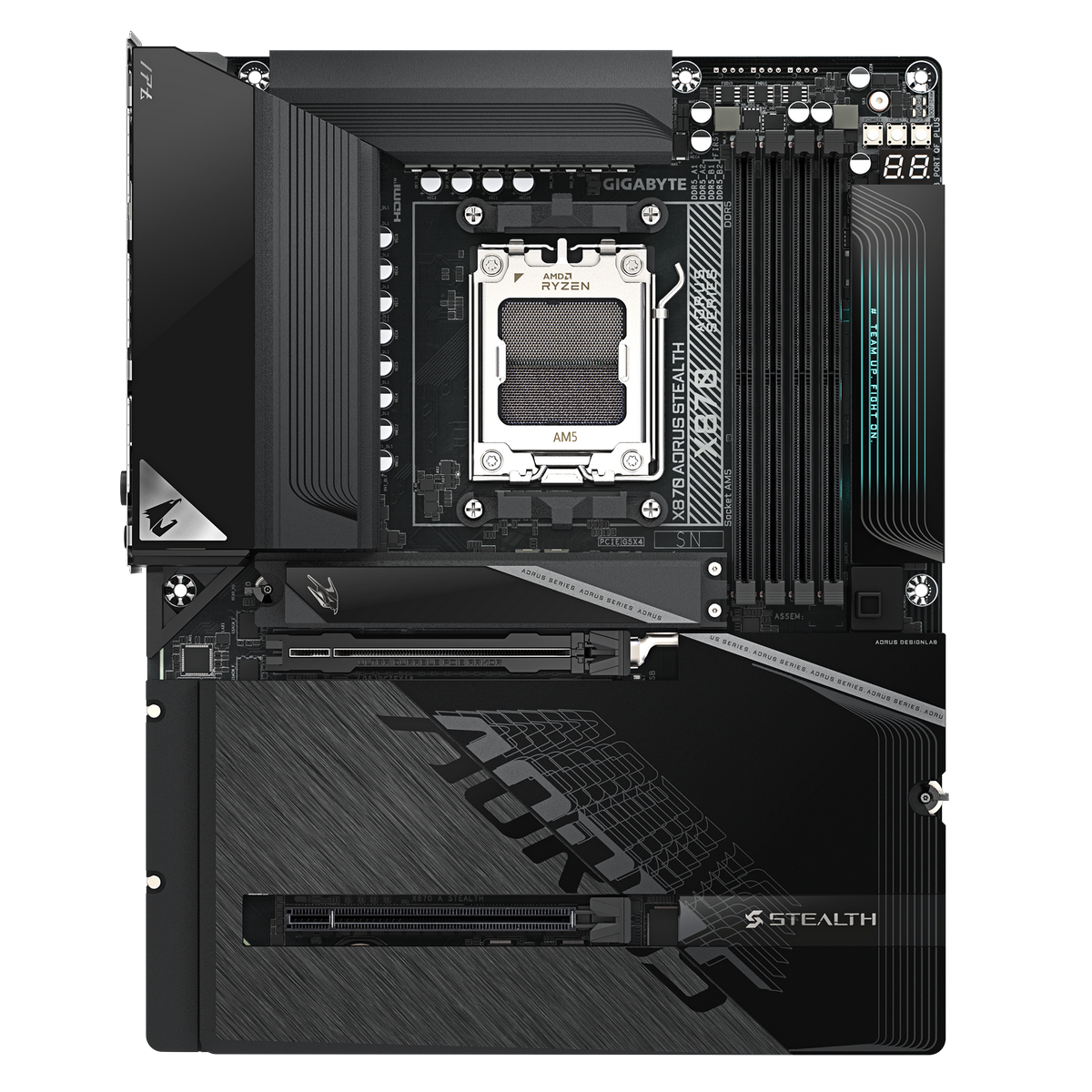 Материнская плата GIGABYTE Socket AM5, AMD X870, 4xDDR5, PCI-E 5.0, 4xM.2, HDMI, Wi-Fi+Bluetooth, AT