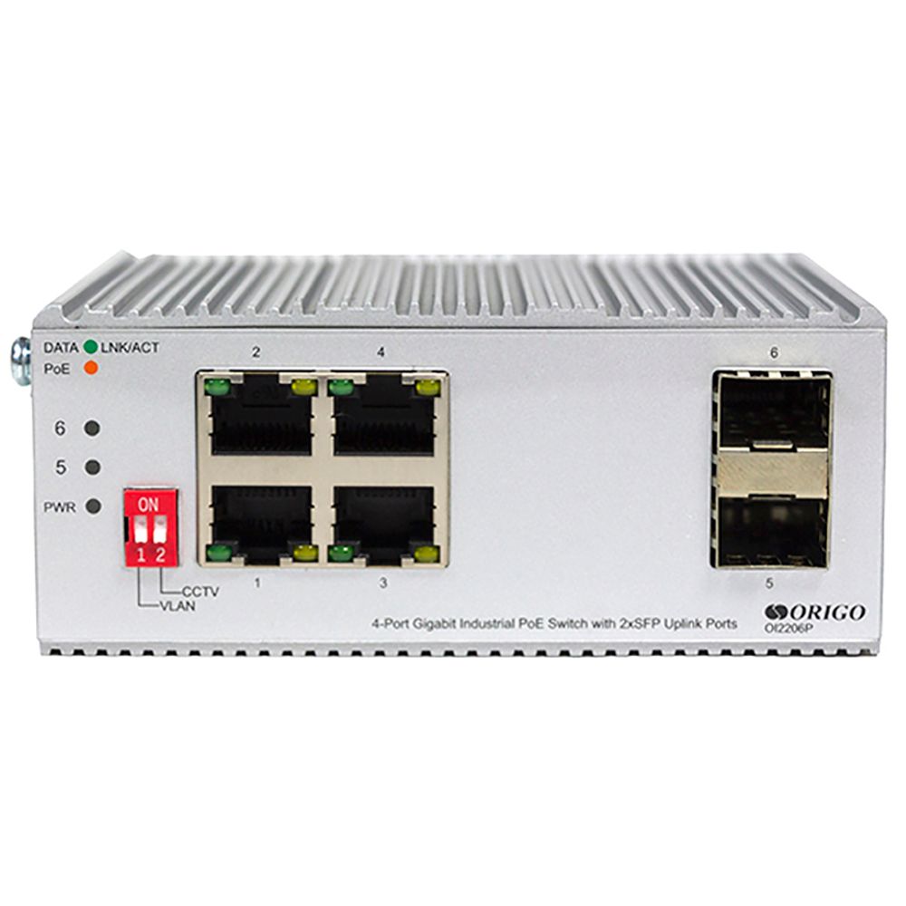 Коммутатор Origo OI2206P/120W OI2206P/120W/A1A (L2) 4x1Гбит/с 2SFP 4PoE 4PoE+ 120W неуправляемый