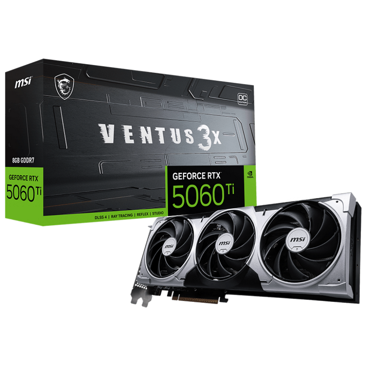 Видеокарта MSI PCI-E 5.0 RTX 5060 TI 8G VENTUS 3X OC NVIDIA GeForce RTX 5060TI 8Gb 128bit GDDR7 2602