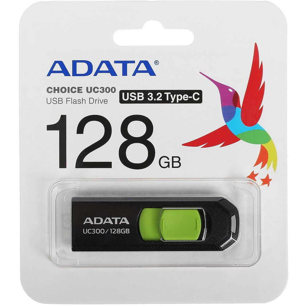 Флеш Диск A-Data 128Gb Type-C UC300 ACHO-UC300-128G-RBK/GN USB3.2 черный/зеленый