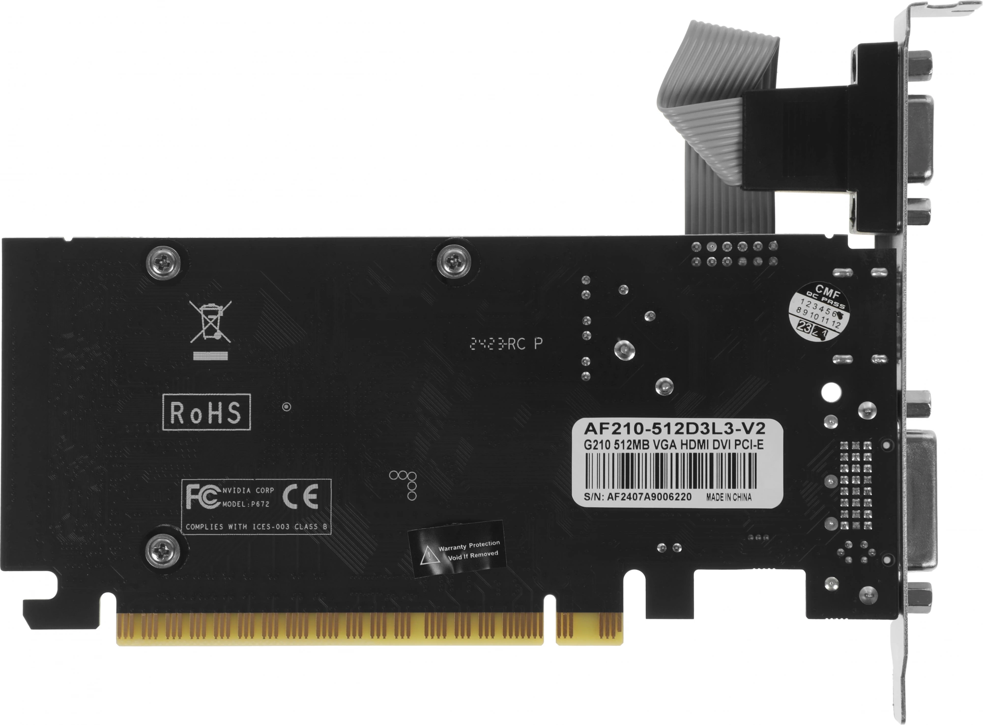 Видеокарта Afox PCI-E 2.0 AF210-512D3L3-V2 NVIDIA G210 512Mb 64bit DDR3 550/1600 DVIx1 HDMIx1 CRTx1 