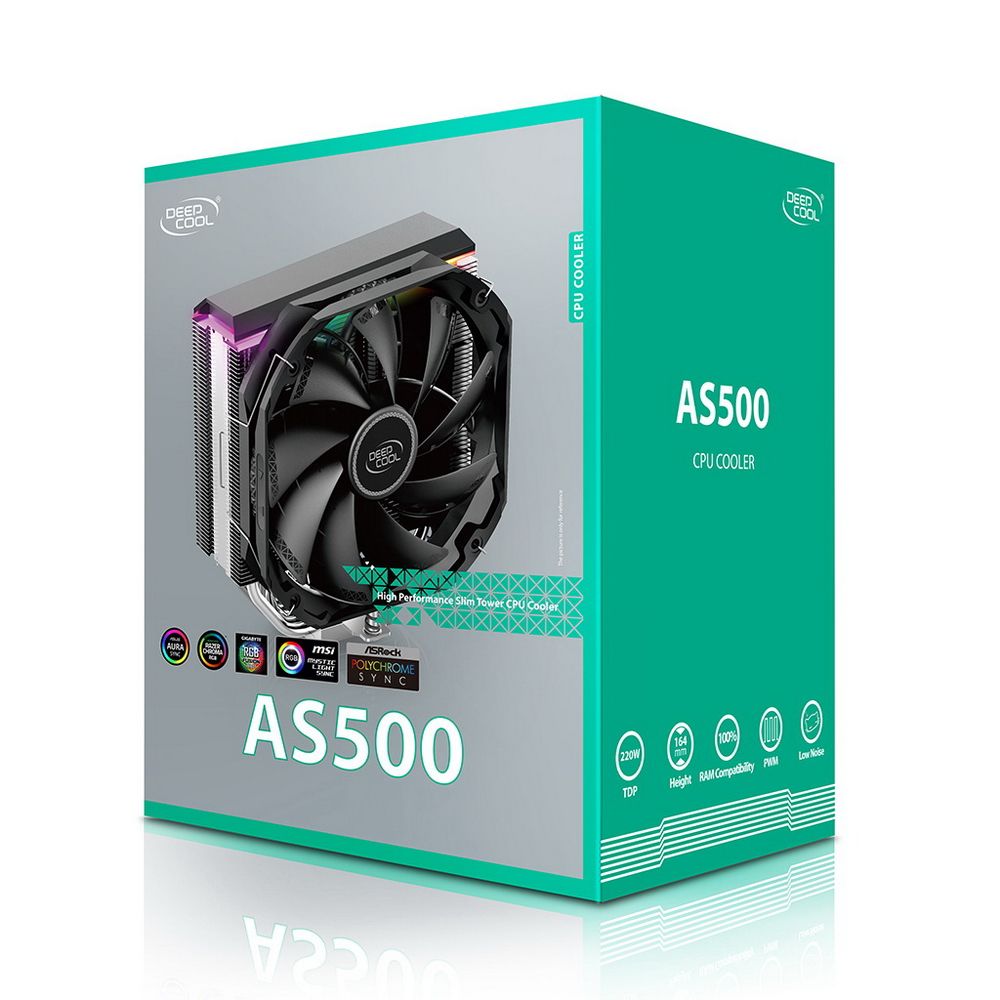 Кулер для процессора DEEPCOOL AS500 LGA20XX/1700/1200/115X/AM5/AM4 (8шт/кор, TDP 220W, PWM, ARGB Led