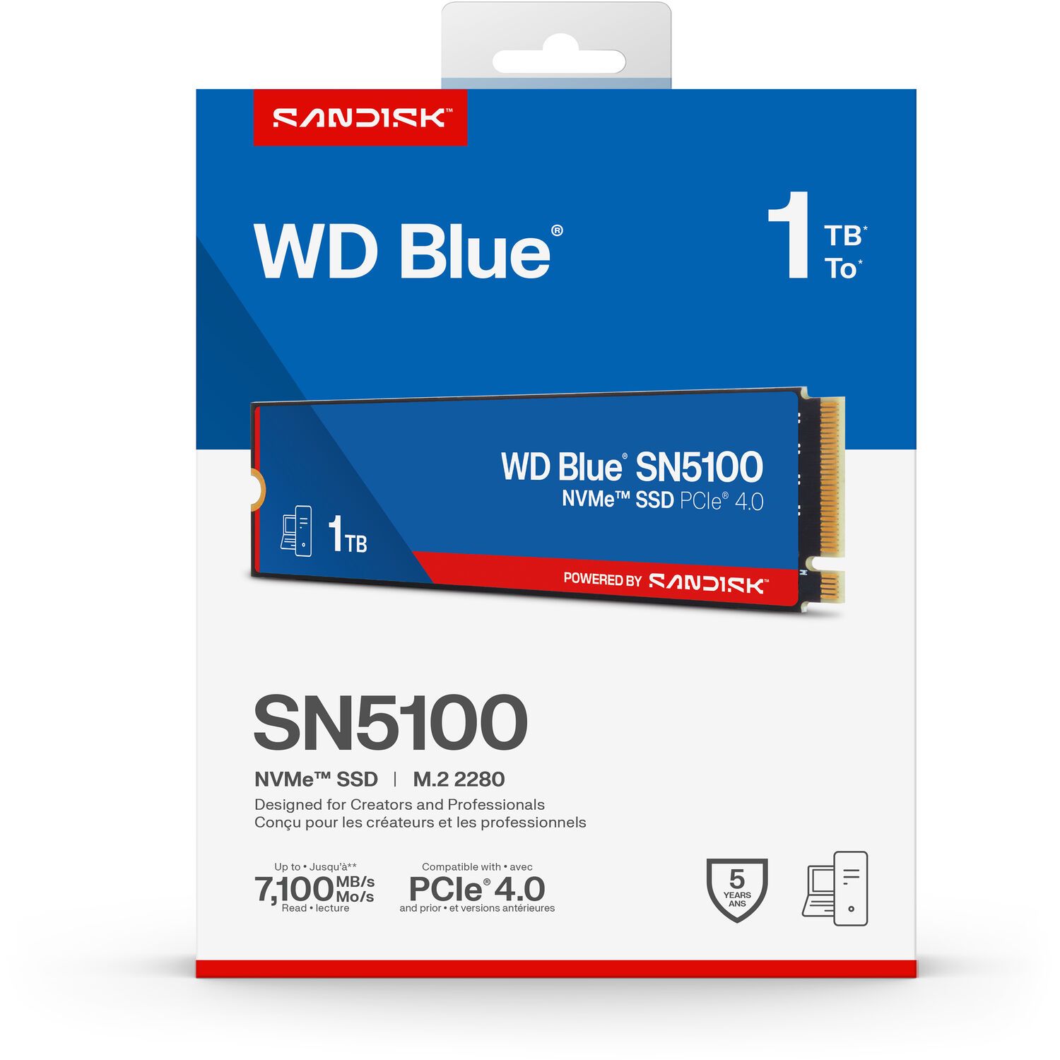 Твердотельный накопитель Western Digital Blue SN5100 SSD M2.2280 PCIe 4.0 1Tb, 7100MBs/6700MBs, TBW 