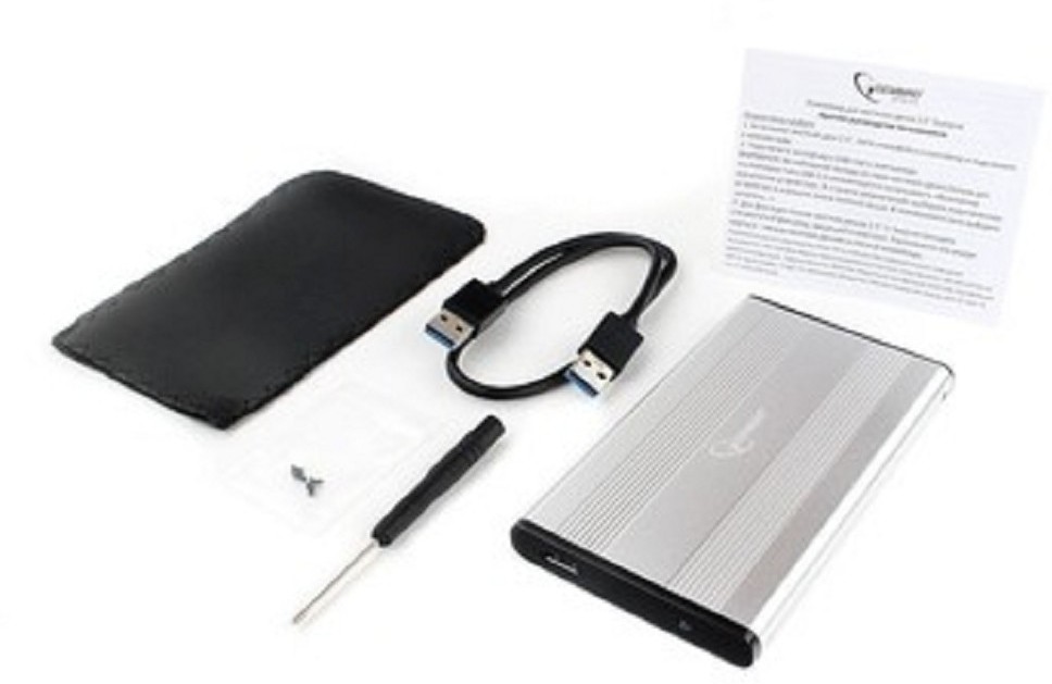 Gembird EE2-U3S-5-S Внешний корпус 2.5" серебро, USB 3.0, SATA, до 2 Тб, металл