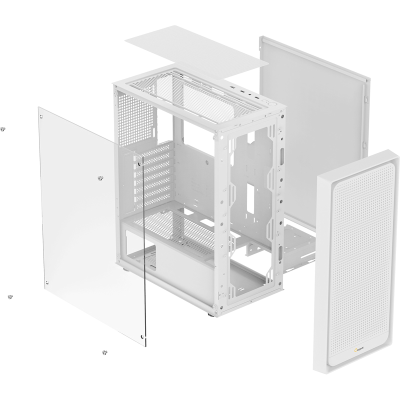 Корпус Ocypus Gamma C50 WH, Mini-Tower, TG, no fans, 1xUSB-A 3.0 + 2xUSB 2.0, mATX, mITX White