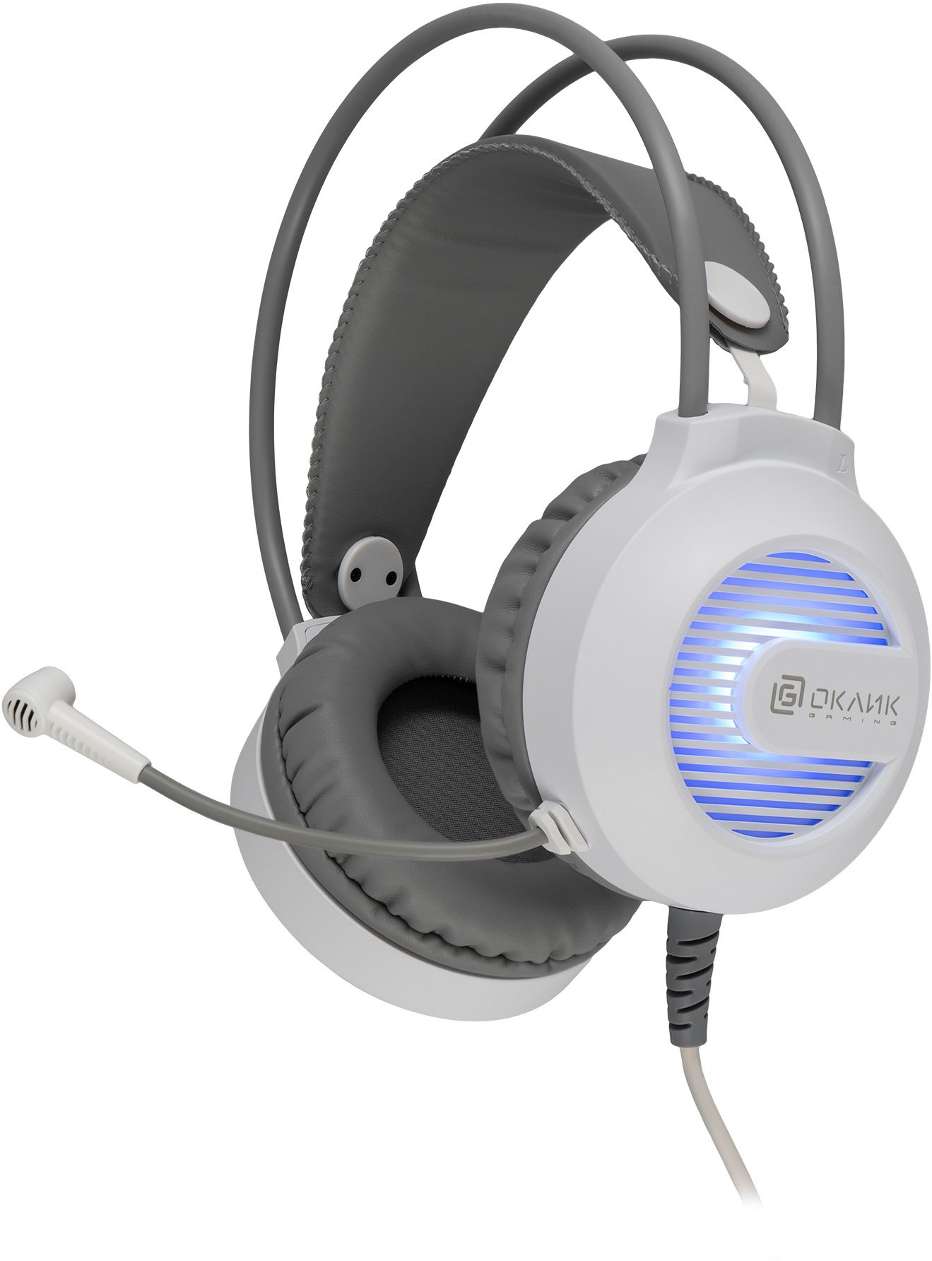 Наушники с микрофоном Оклик HS-L300G белый 2.2м мониторные оголовье (1796952)