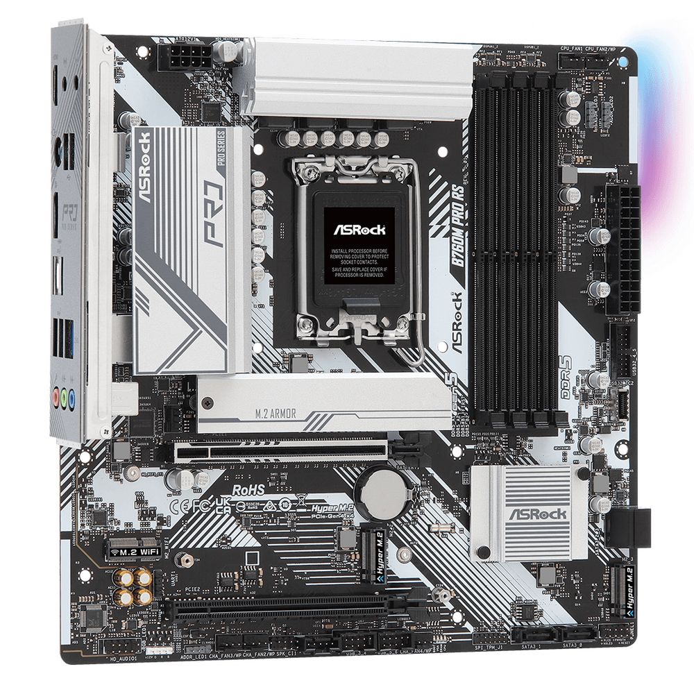 Материнская плата Asrock B760M PRO RS Soc-1700 Intel B760 4xDDR5 mATX AC`97 8ch(7.1) 2.5Gg RAID+HDMI