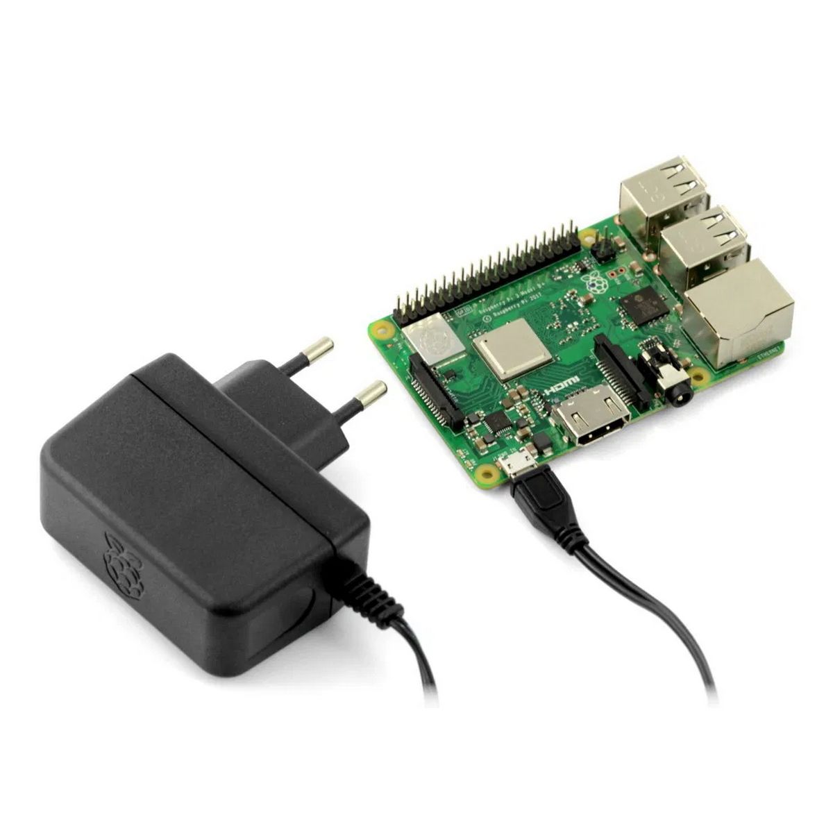 Raspberry Pi 3 Model B Блок питания Official Power Supply Retail, Black, 5.1V, 2.5A, Cable 1.5 m, Mi