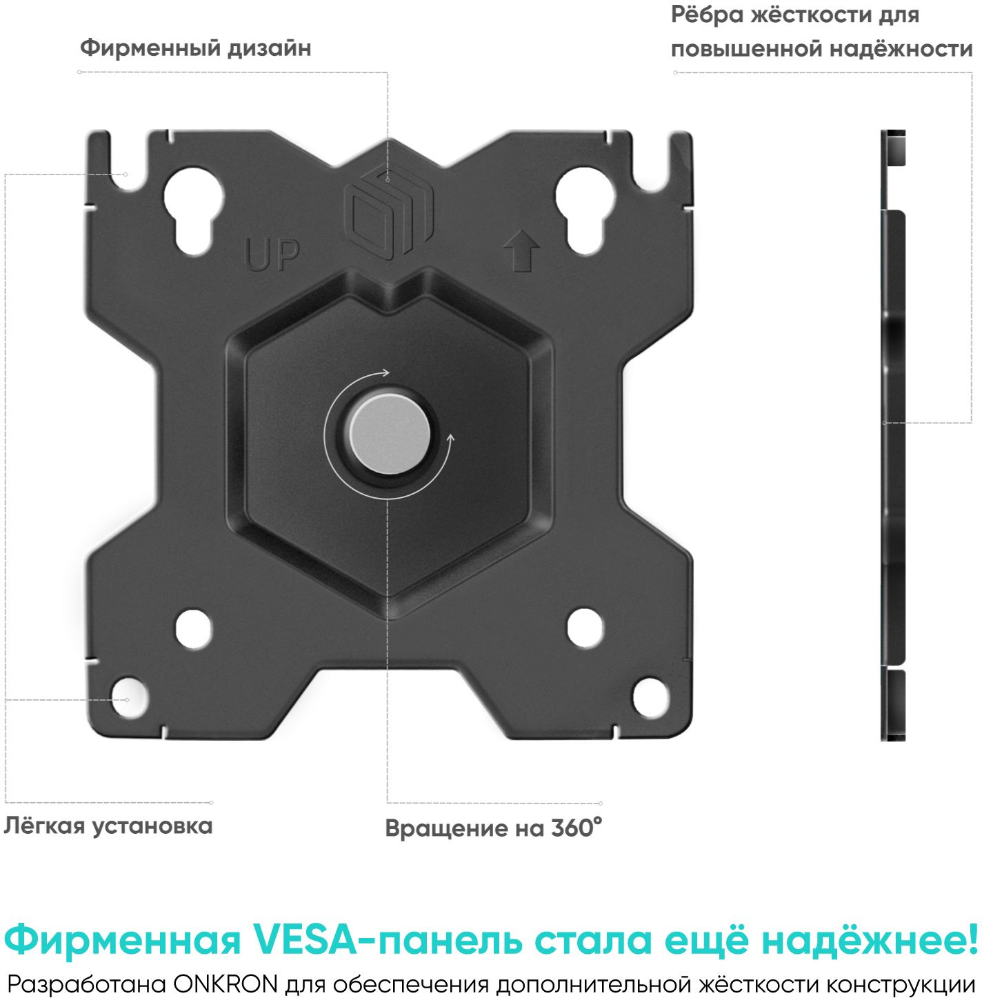 Кронштейн для мониторов Onkron D208E черный 13"-34" макс.16кг настольный поворот и наклон