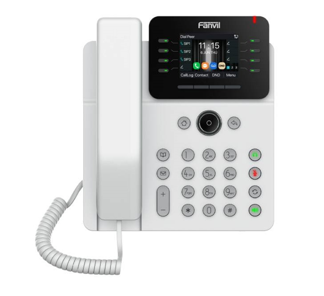 SIP-Телефон Fanvil V62G, 12 SIP-акк., 2,8", 320x240 Цвет. экран, POE, БП в комп., 2x1 Gbps, Белый