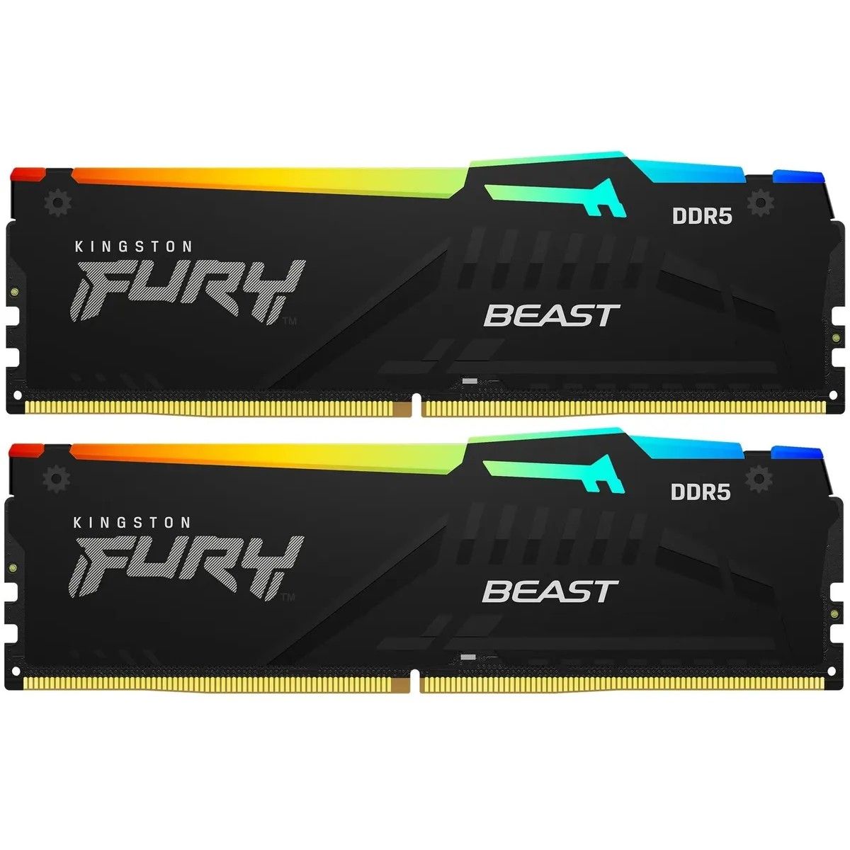 Модуль памяти Kingston 32GB DDR5 5600 DIMM FURY Beast Black RGB kit 2*16,Non-ECC,  CL40, 1.25V, 288-