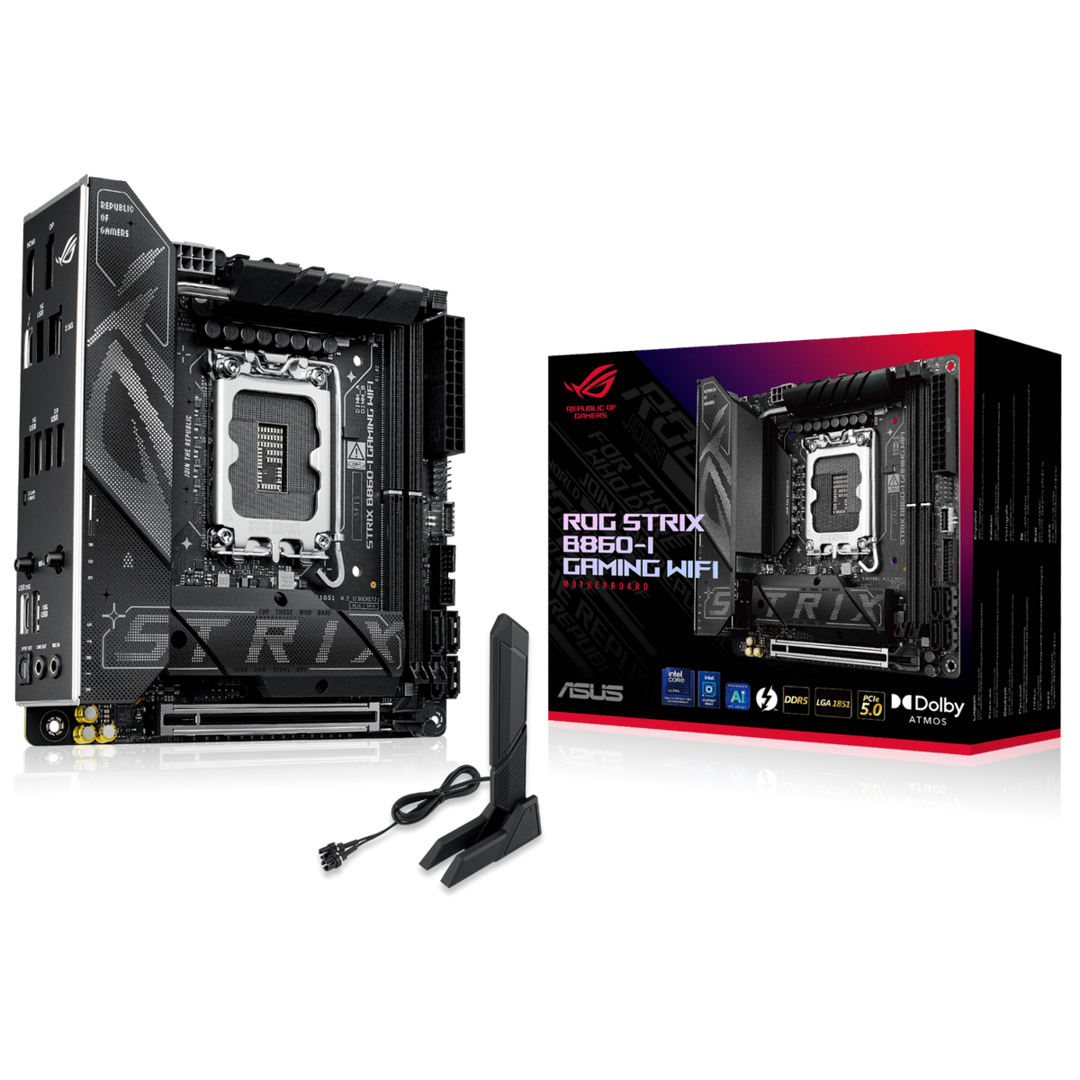 Материнская плата Asus ROG STRIX B860-I GAMING WIFI Soc-1851 Intel B860 2xDDR5 mini-ITX AC`97 8ch(7.