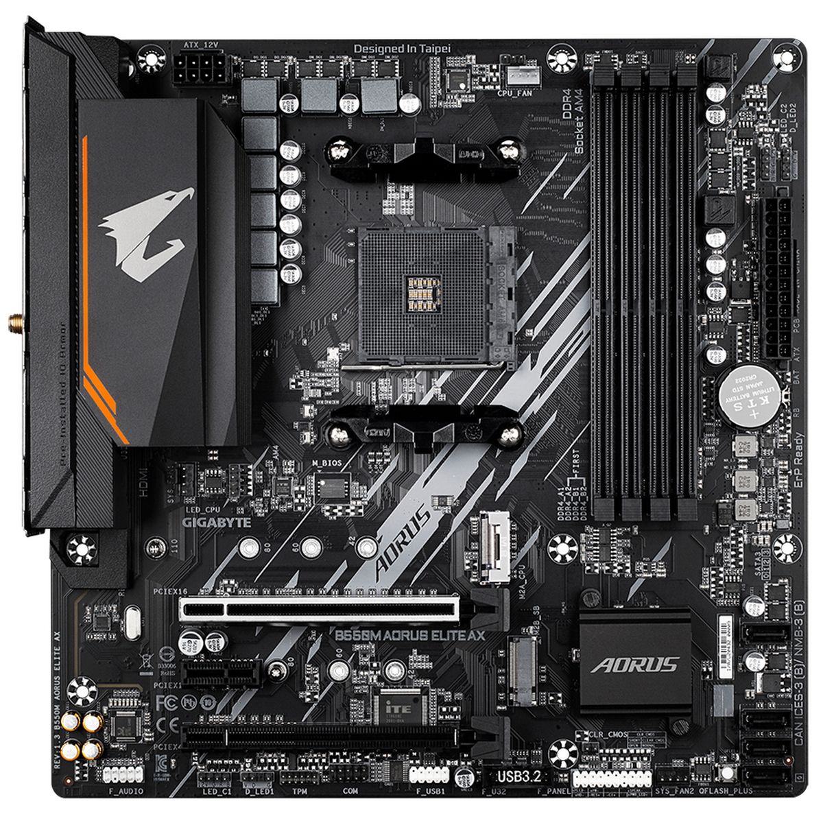 Материнская плата Gigabyte B550M AORUS ELITE AX Soc-AM4 AMD B550 4xDDR4 mATX AC`97 8ch(7.1) GbLAN RA